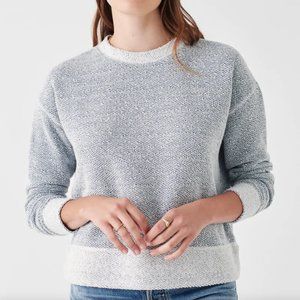 Faherty Whitewater Crewneck Sweatshirt - Blue and White - Size Small